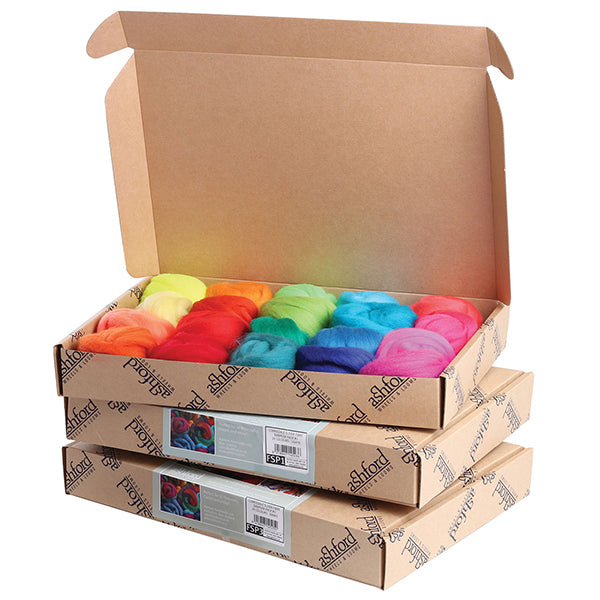 Boite de fibre corriedale - couleurs variées