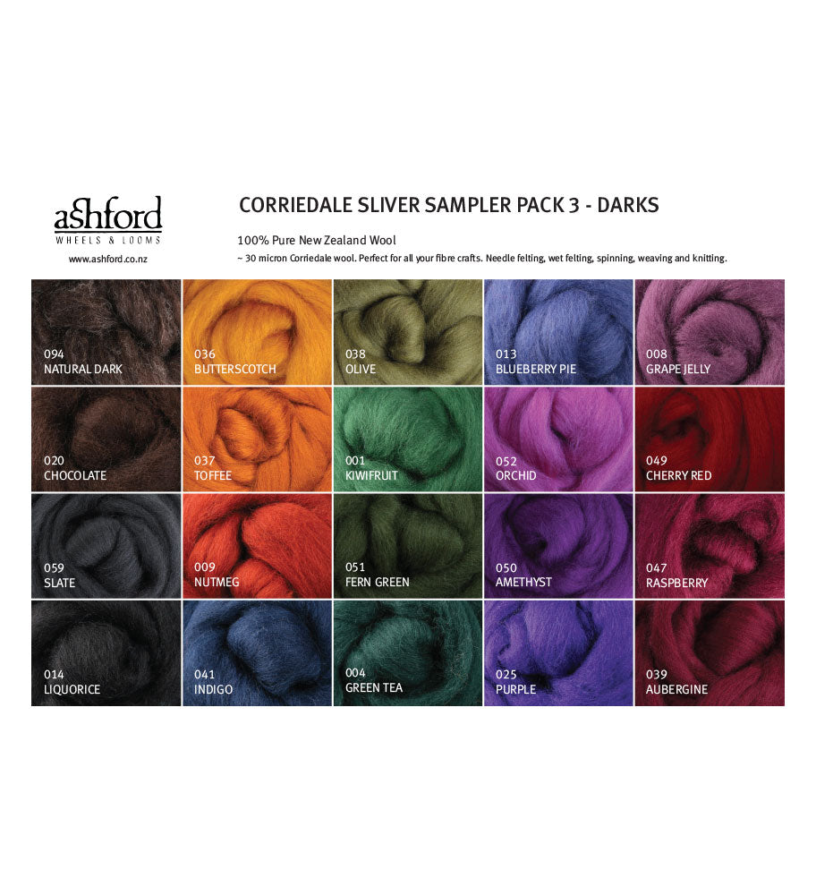 Boite de fibre corriedale - couleurs variées