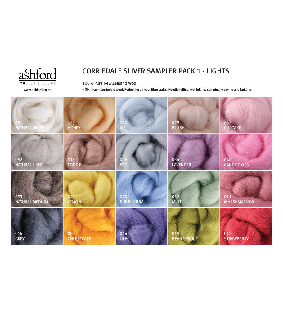 Boite de fibre corriedale - couleurs variées