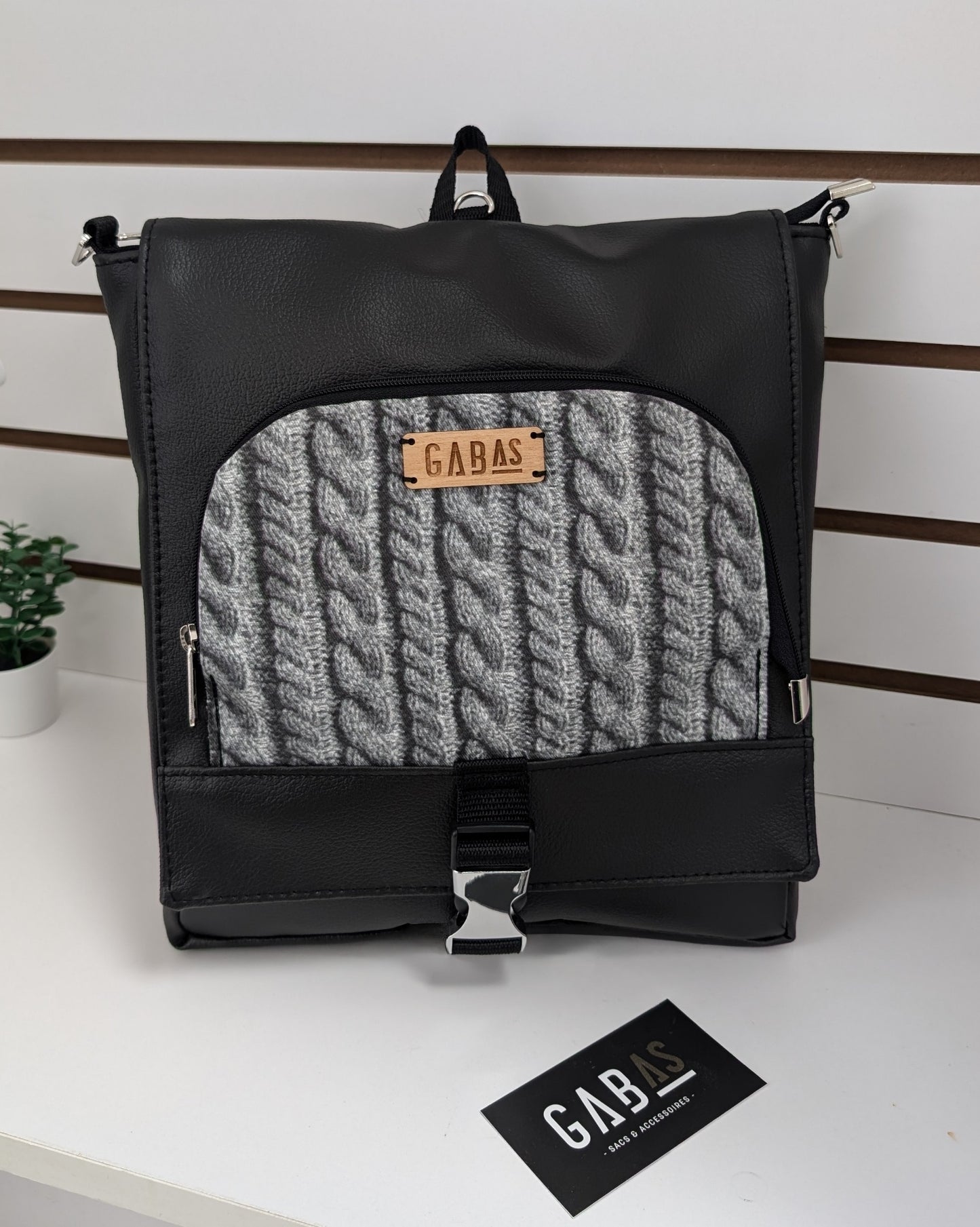 Slim noir tissu imprimé tricot