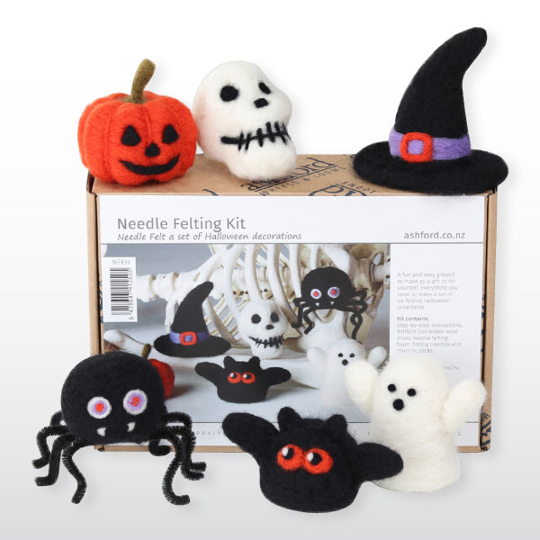 Feutrage Aiguille Kit Halloween Wamkon - Sorcière, Citrouille, Squelette - Laine Et Accessoires - DIY Décoration Feutre Laine Aiguille