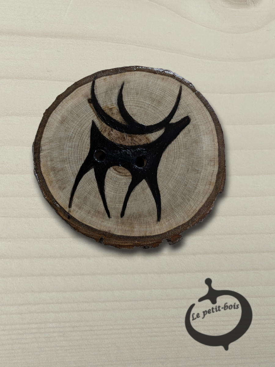 Bouton de bois peint à la main