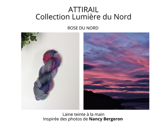 Laine teinte à la main - Collection Lumière du Nord - Rose du Nord