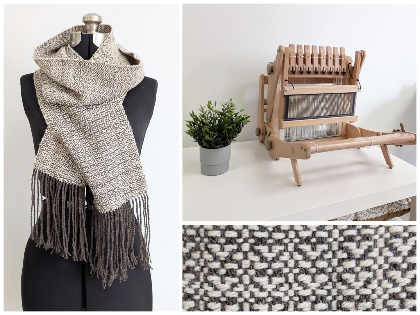 Foulard tissé cœur en alpaga - Pièce unique