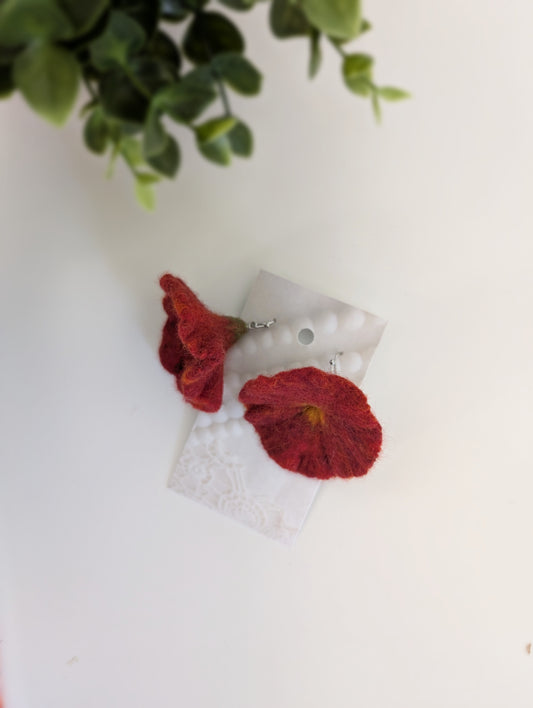 Boucles d'oreilles fleurs feutrées